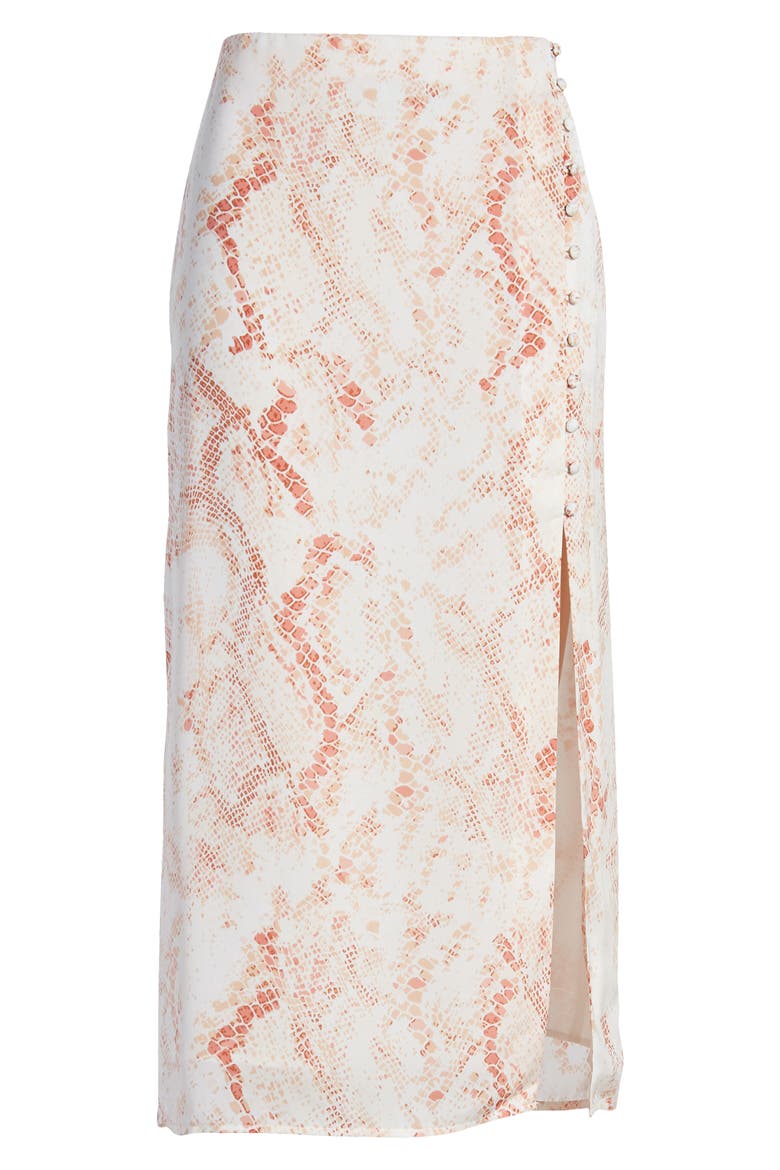 Fairfax Snakeskin Print Satin Midi Skirt, Alternate, color, SOFT BEIGE