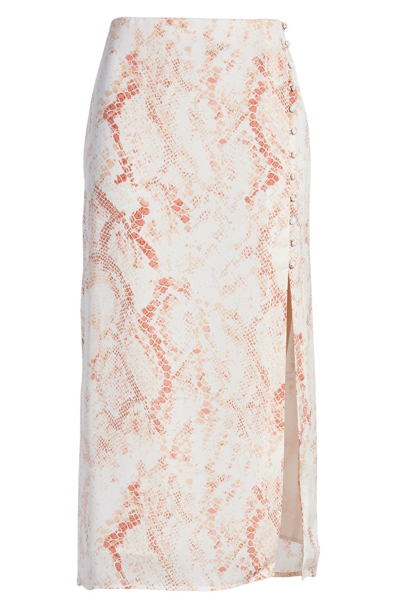 cupcakes and cashmere Fairfax Snakeskin Print Satin Midi Skirt, Alternate, color, 