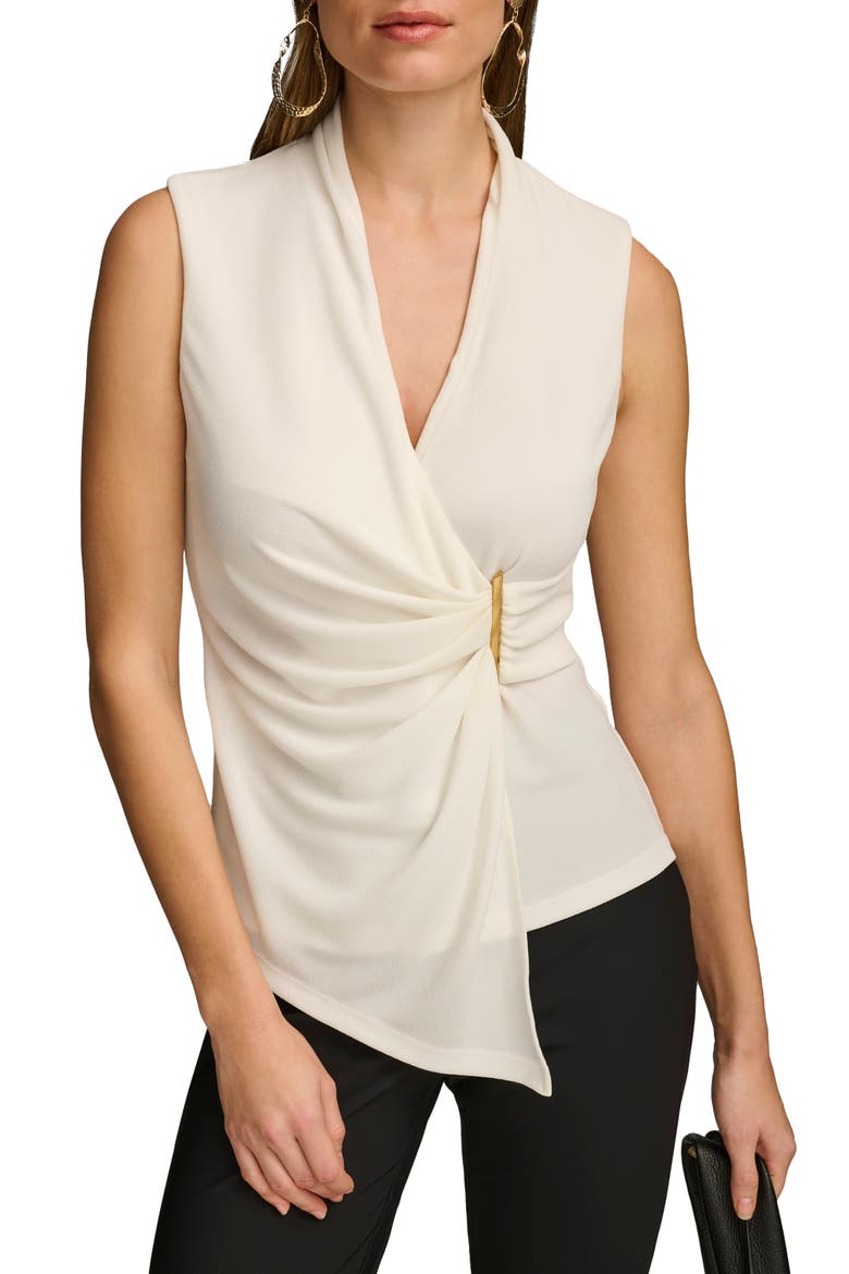 Wrap Front Sleeveless Top, Main, color, CREAM