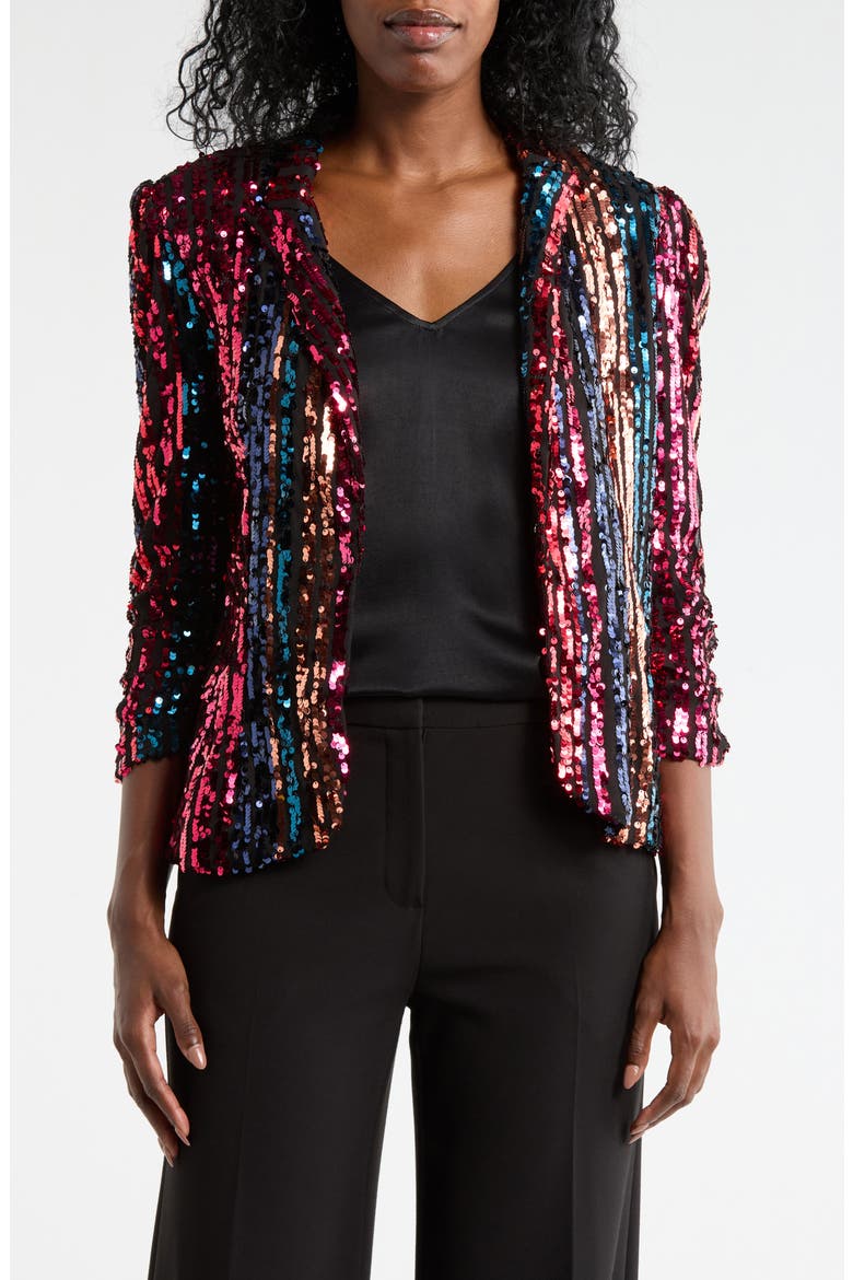 Sequin Stripe Blazer, Main, color, PINK MULTI
