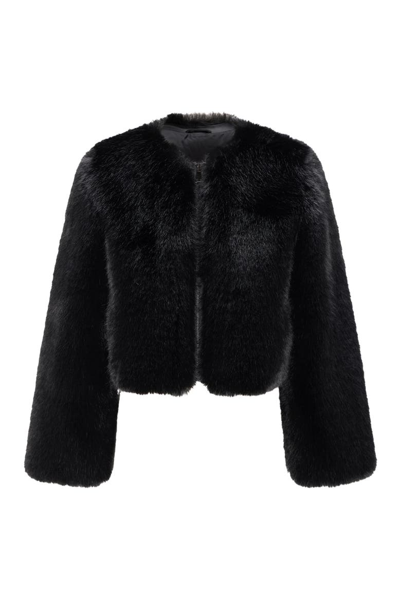 Fur-Free Fox (Faux Fur) Bolero, Alternate, color, BLACK