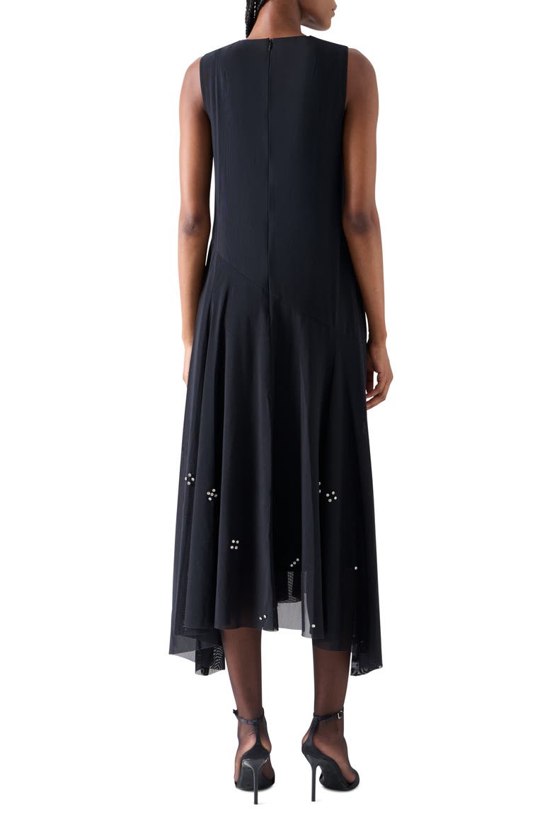 Diamond Dice Mesh Midi Dress, Alternate, color, BLACK