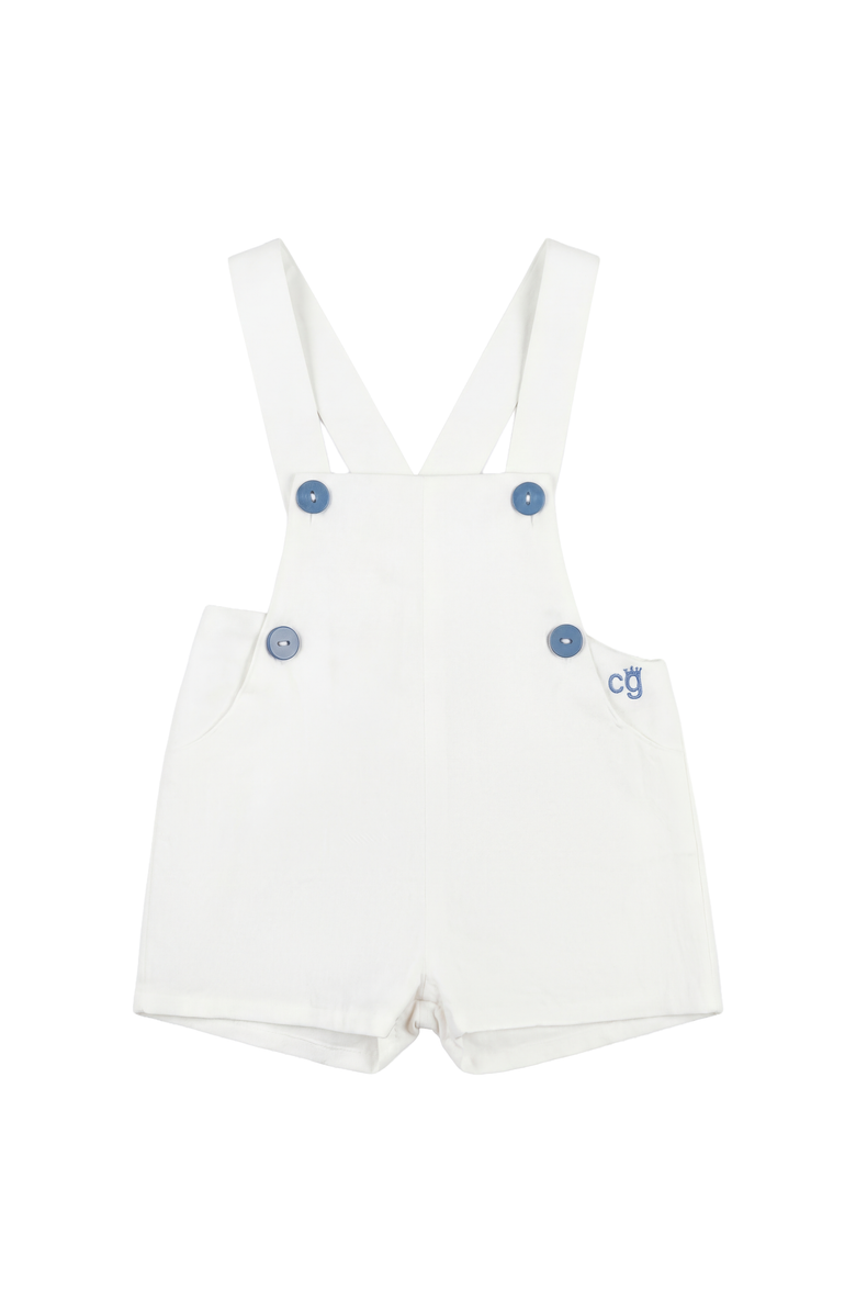 Charlotte & George Contrast Trim Cotton Sleeveless Overall, Main, color, White