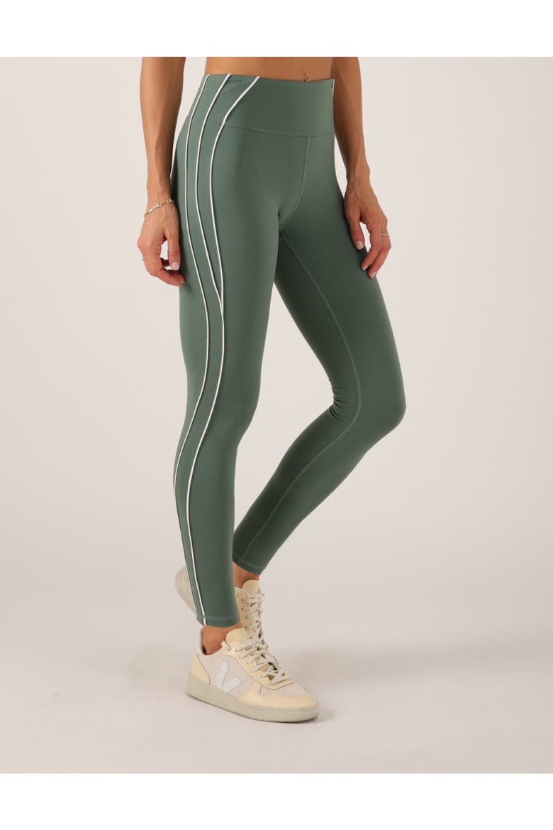 Power Stride Legging, Main, color, Smoky Basil/White
