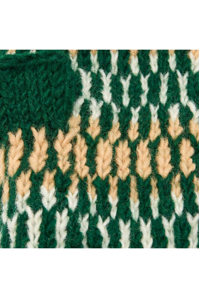 Women's Artisan Hand-Knit Adirondack Winter Wool Half Mitten, Alternate, color, Medium Green