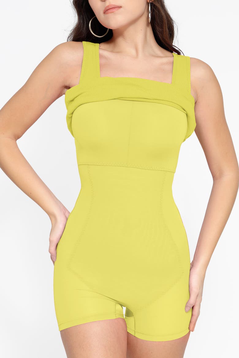Modal Wide Straps Built-In Shapewear Mini Lounge Dress, Alternate, color, Lemon