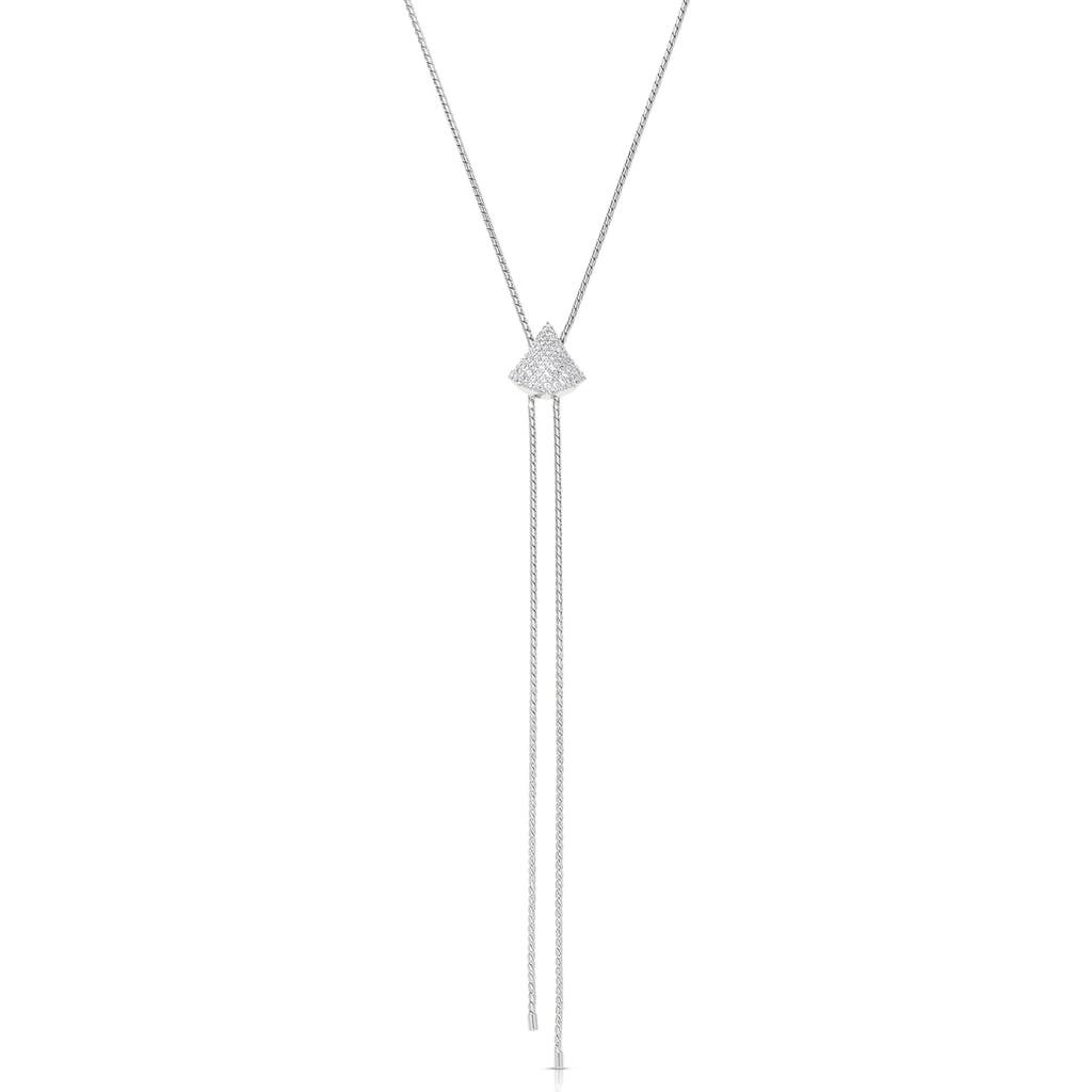 Ettika Pavé Teardrop Bolo Lariat Necklace In Silver