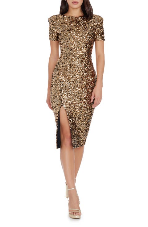 Natasha Sequin Sheath Midi Dress