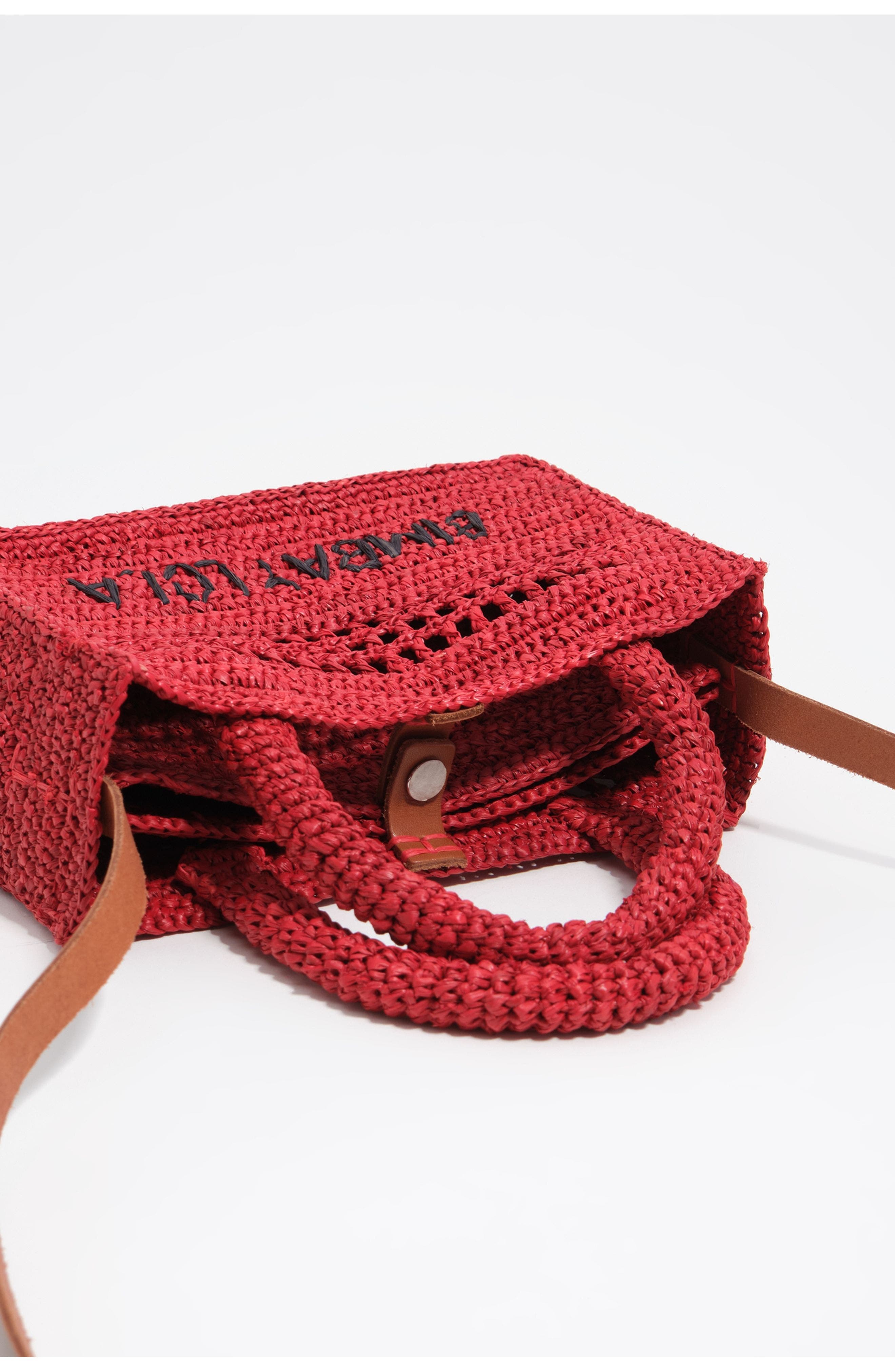 Raffia Mini Bag, Alternate, color, RED
