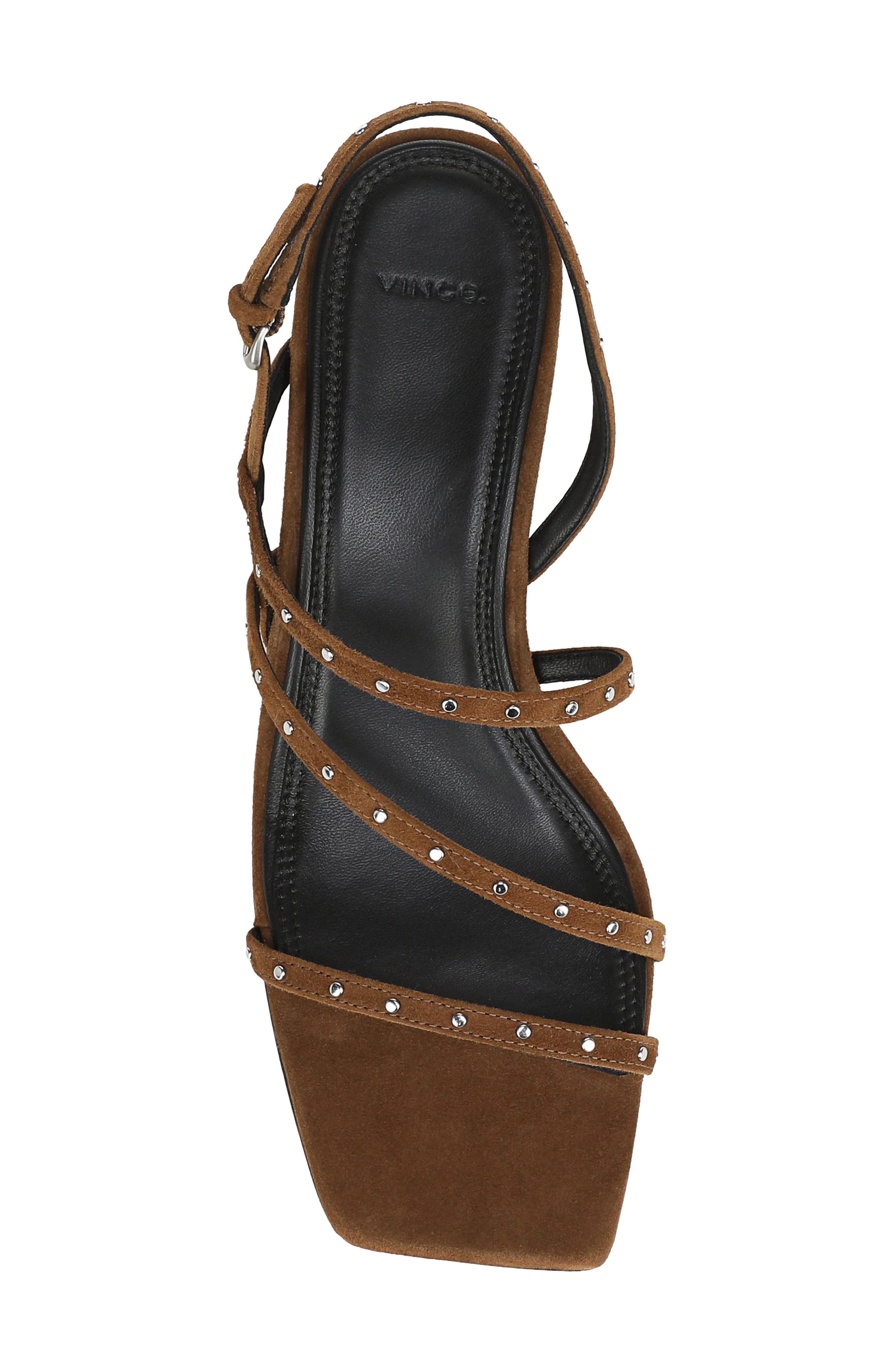 Tania Studded Leather Strappy Sandal, Alternate, color, ELMWOOD