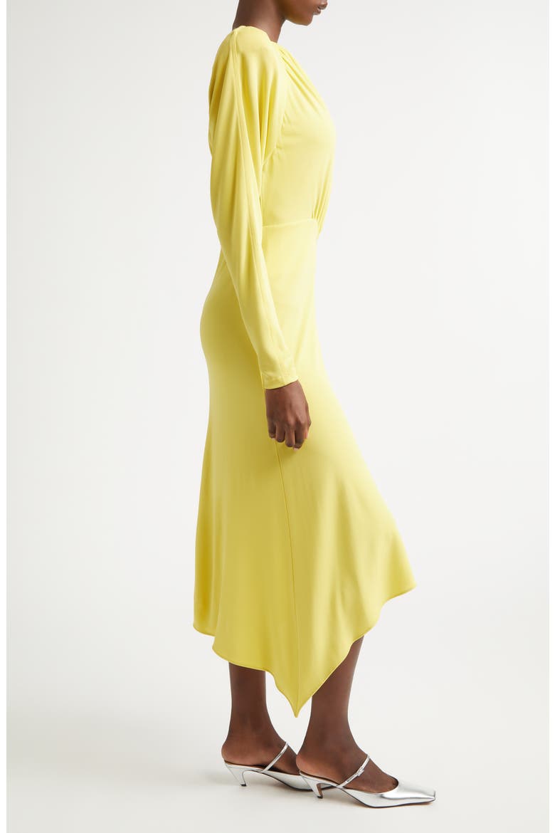 Gathered Long Sleeve Jersey Midi Dress, Alternate, color, MIMOSA