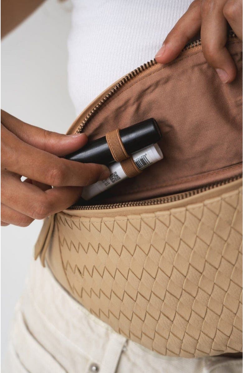 Mandrn Woven Leather Crossbody Bag, Alternate, color, Sand