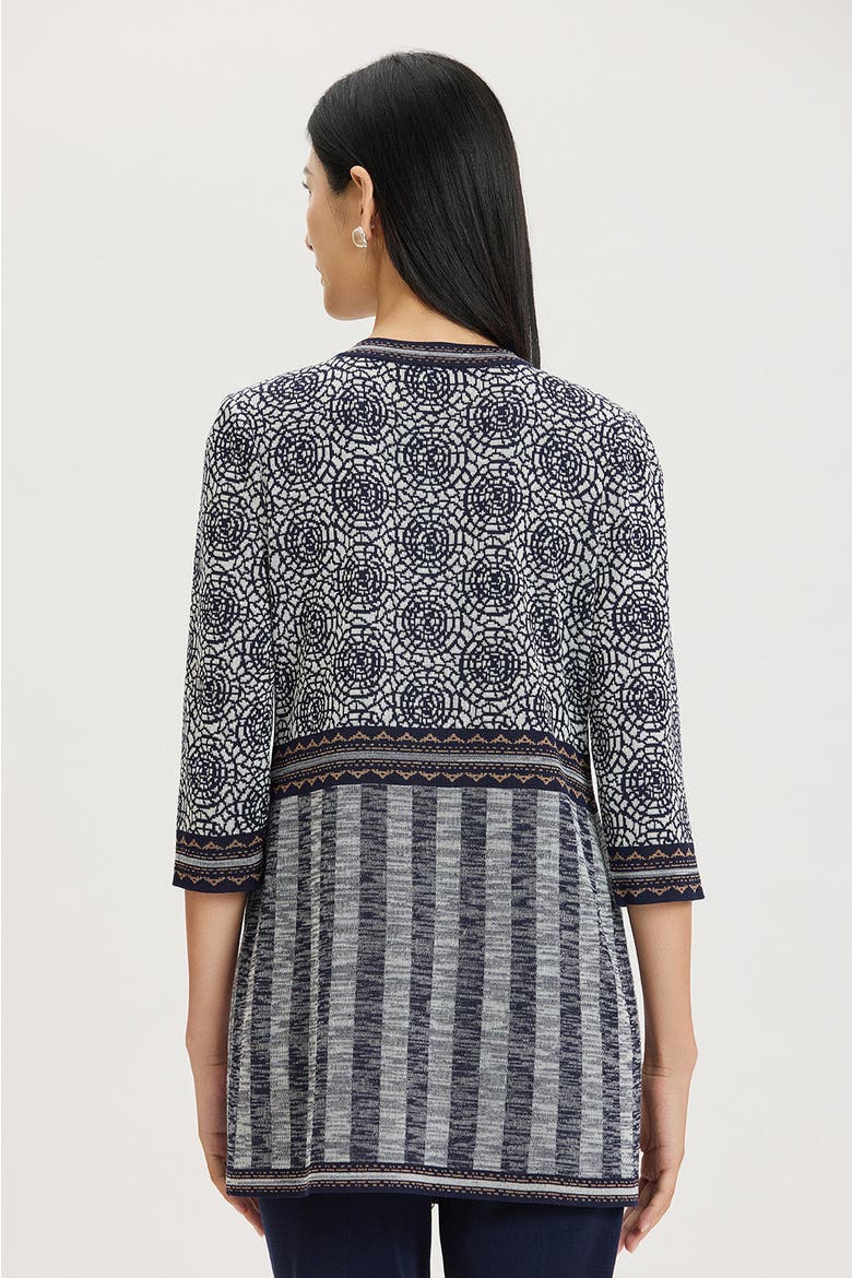 Multi Pattern Jacquard Knit Jacket, Alternate, color, Indigo/Ivory/Warm Taupe