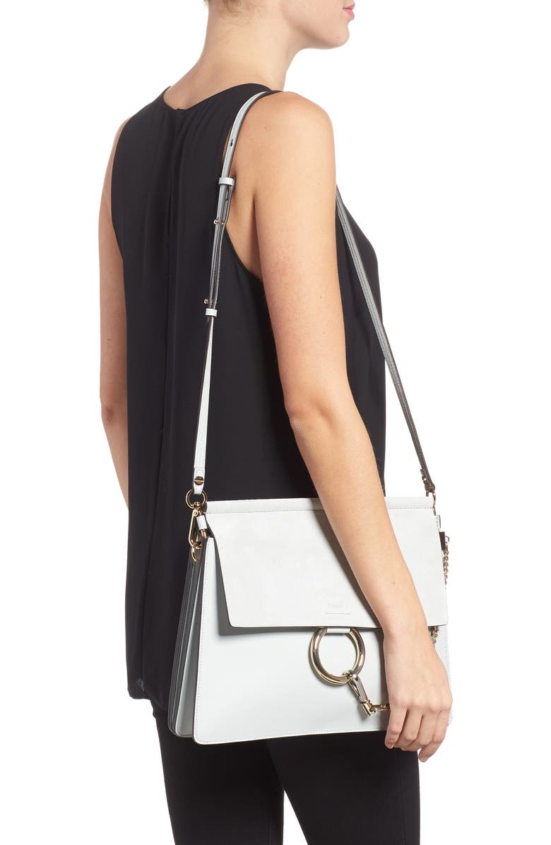 Chloé Faye Calfskin Suede & Leather Shoulder Bag, Alternate, color,