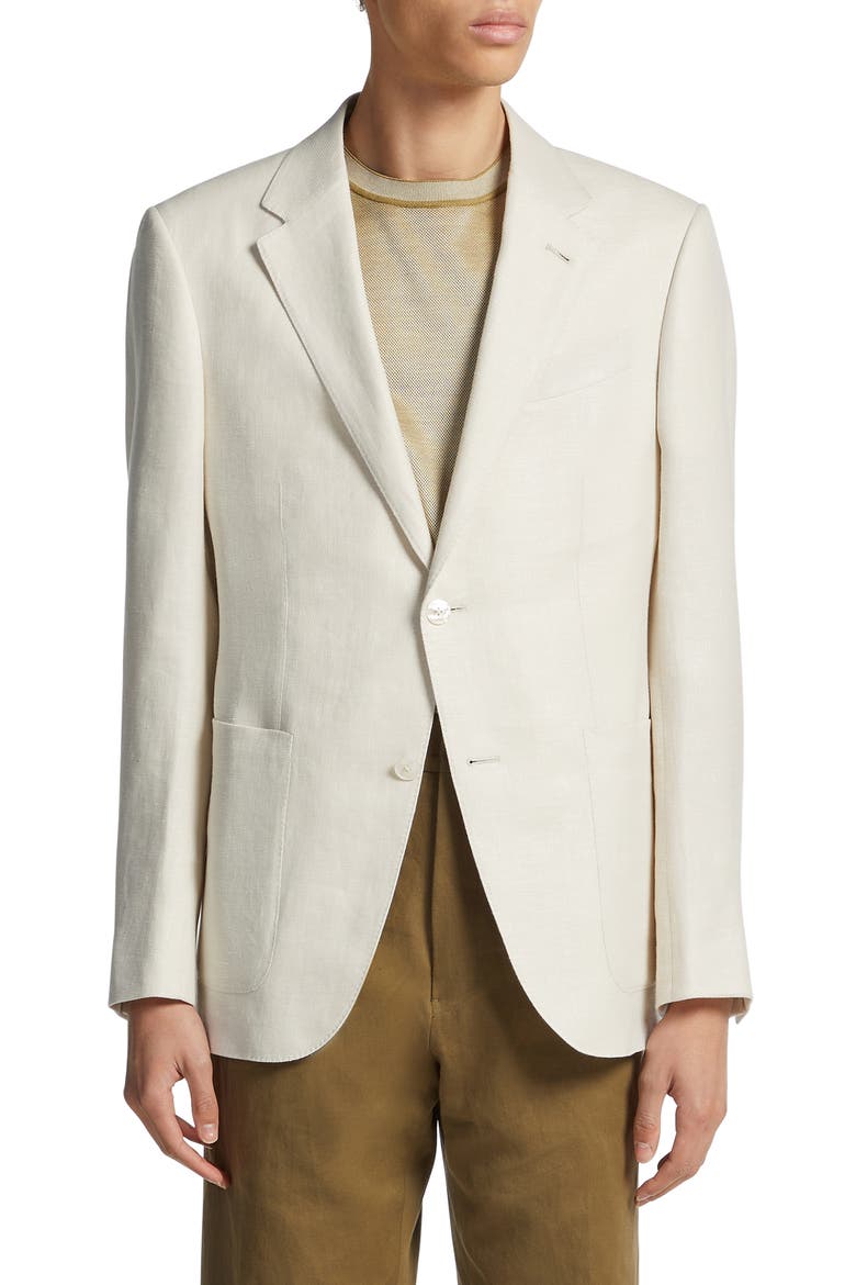 Fairway Crossover Linen & Wool Blend Sport Coat, Main, color, ECRU