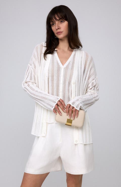 Sumire Open Knit Striped Cardigan