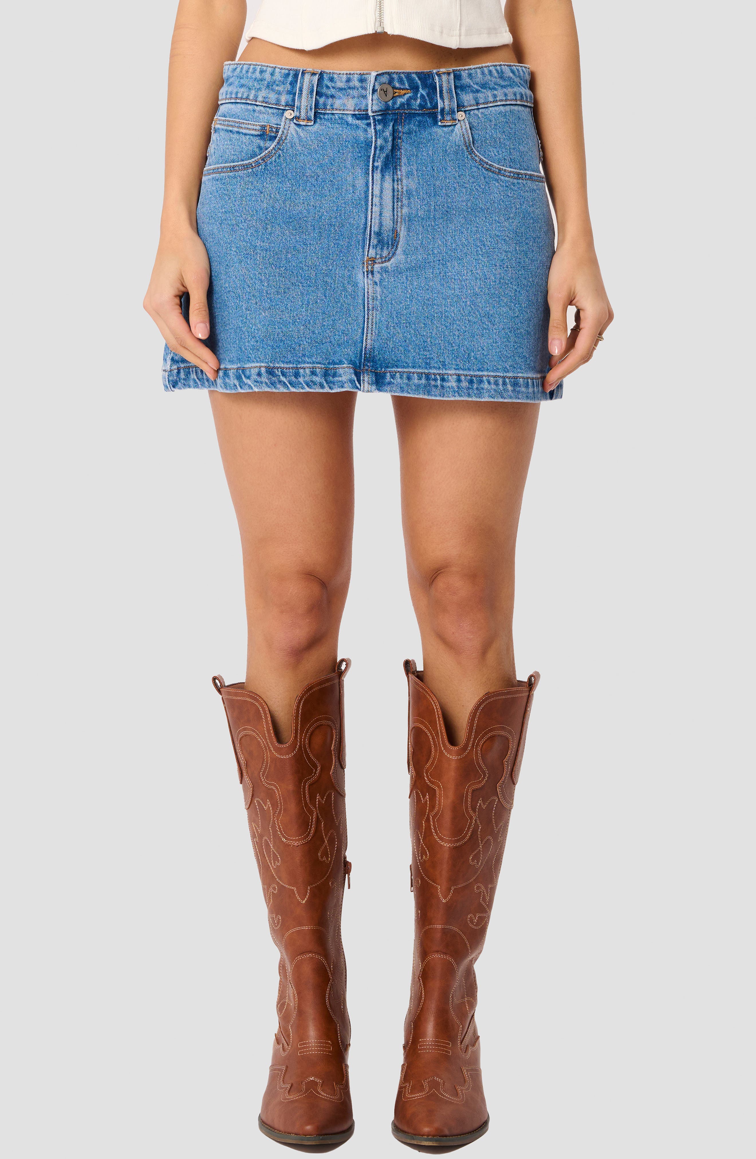 Abrand Jody A-line Denim Skirt In Blue