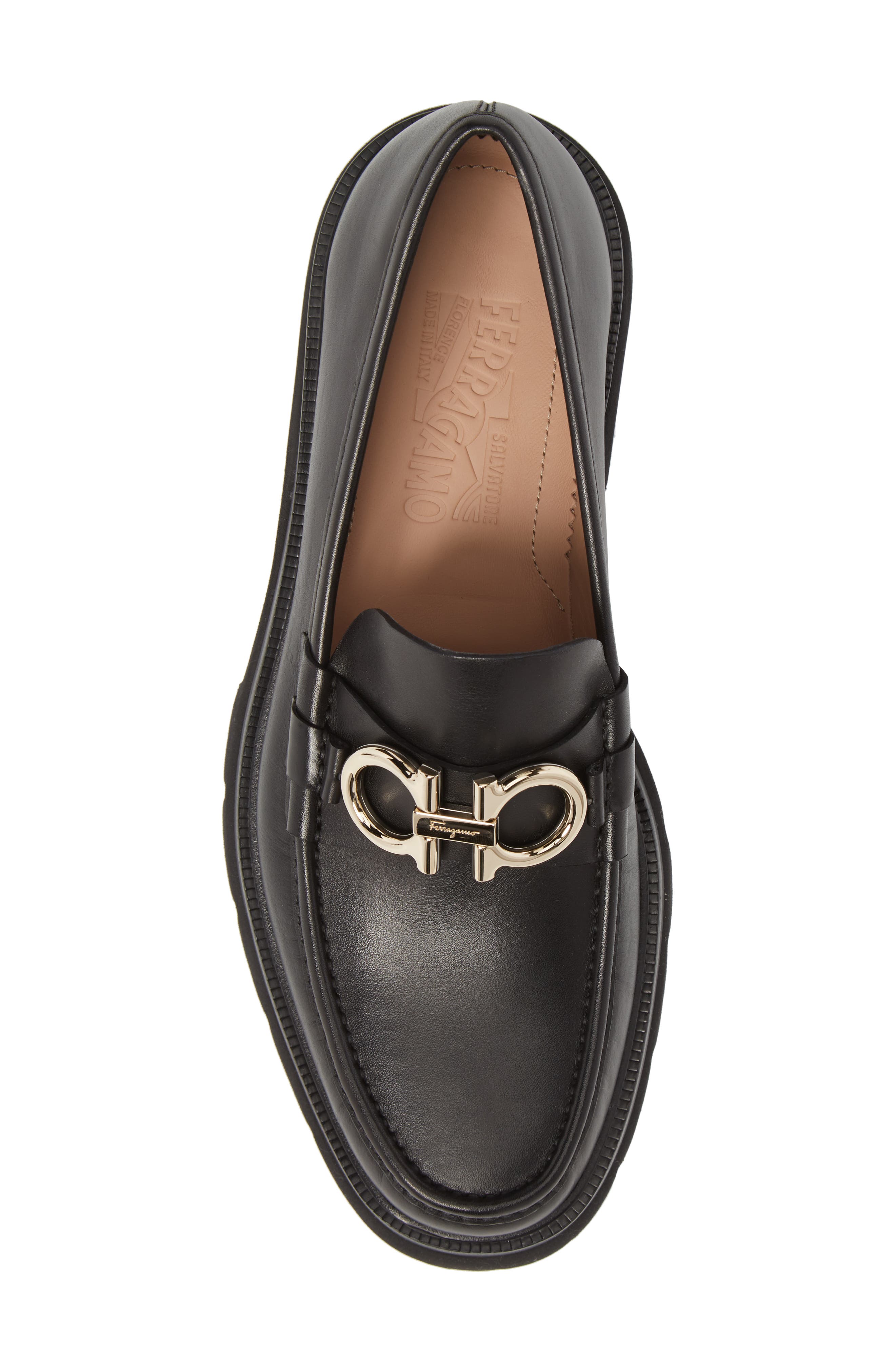 FERRAGAMO Bleecker Reversible Bit Lugged Loafer, Alternate, color, Nero Leather