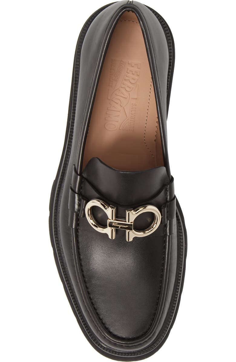FERRAGAMO Bleecker Reversible Bit Lugged Loafer, Alternate, color, Nero Leather
