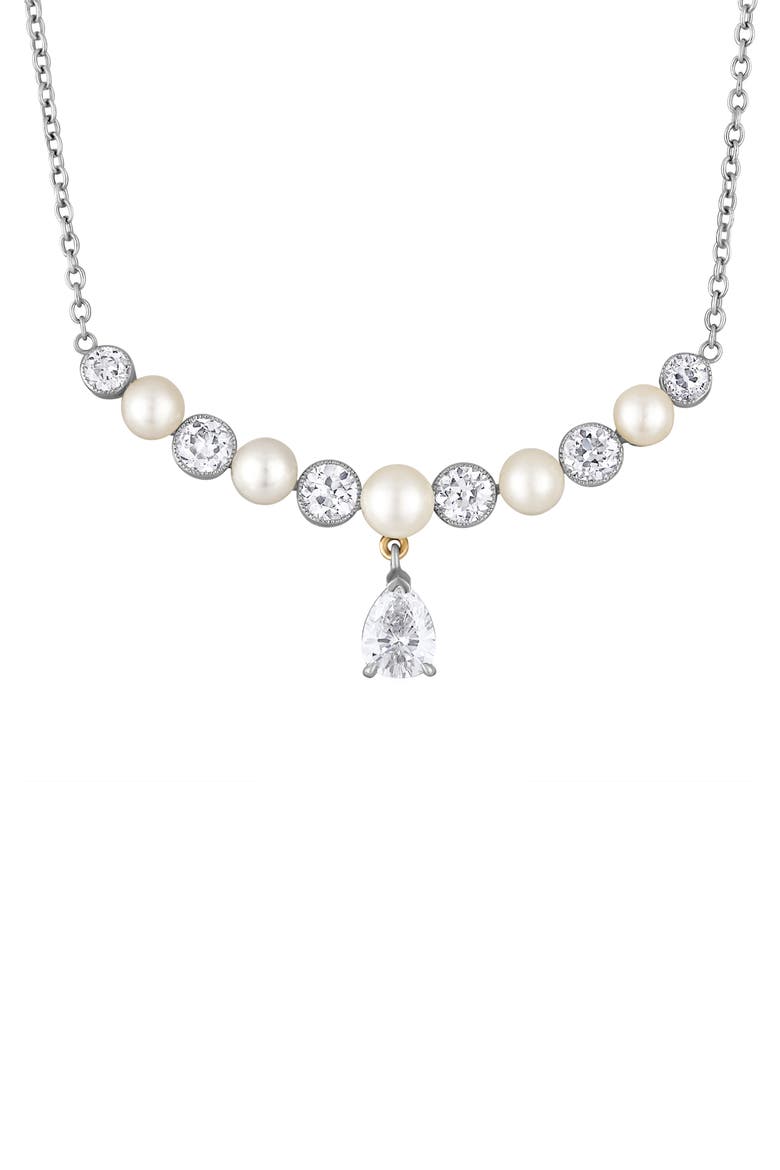 Reconceived Victorian Diamond & Pearl Necklace, Main, color, GOLD/ PLATINUM/ DIAMOND/ PEARL