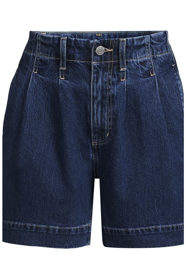 Soft Denim High Rise 7" Pleated Trouser Shorts, Alternate, color, Crawford Wash
