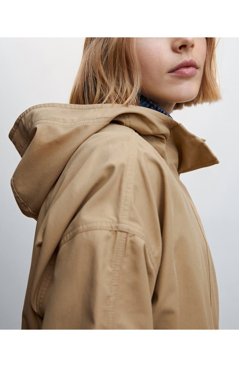 MANGO Split Pocket Hooded Water Repellent Jacket, Alternate, color,