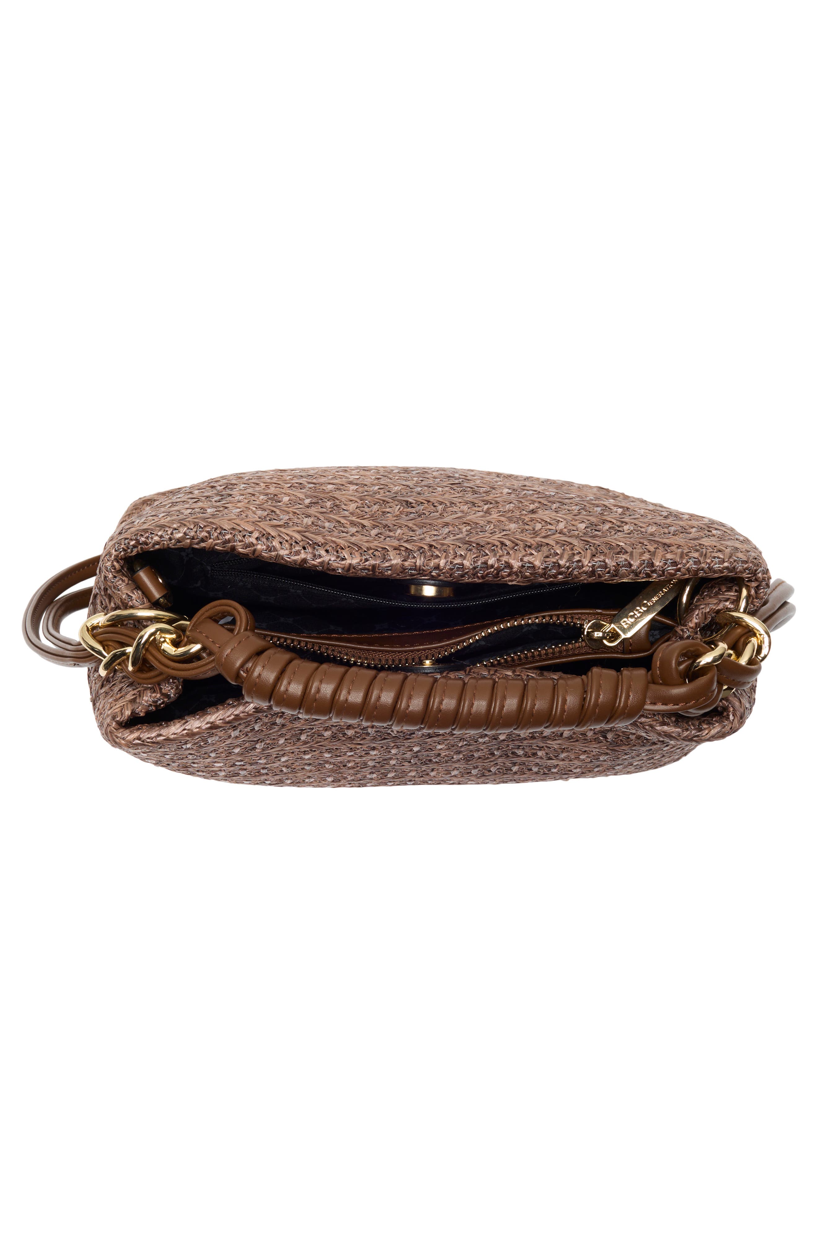 BCBG Woven Double Compartment Satchel, Alternate, color, Chocolate