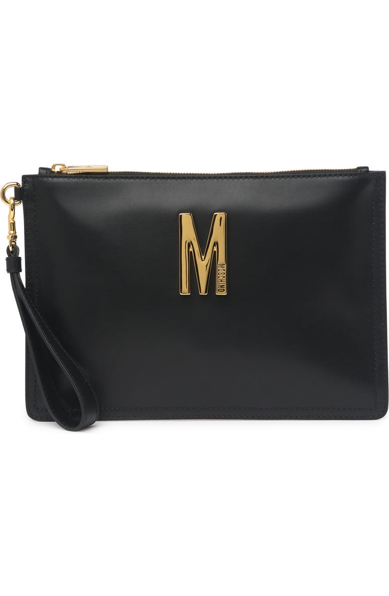 Moschino M Leather Wristlet, Main, color,