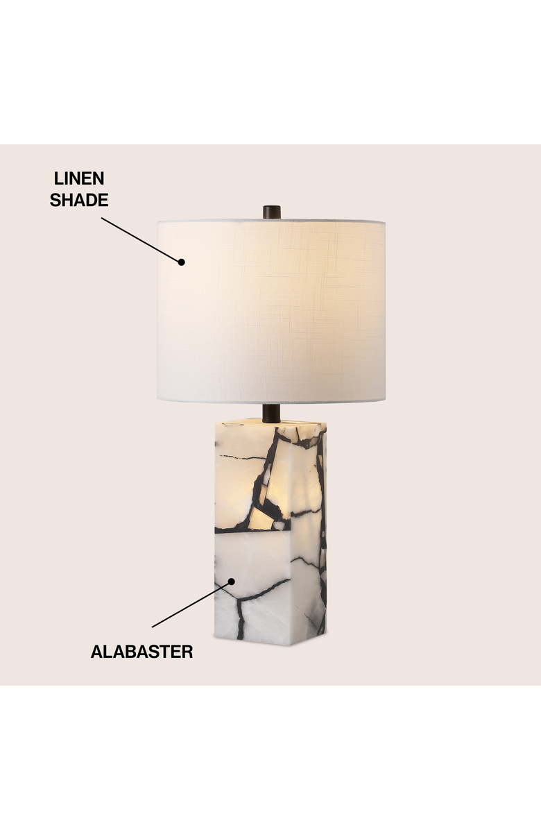JONATHAN Y Elizabeth 24.25" Contemporary Coastal Alabaster LED Table Lamp with Body Night Light, Alternate, color, Black/White