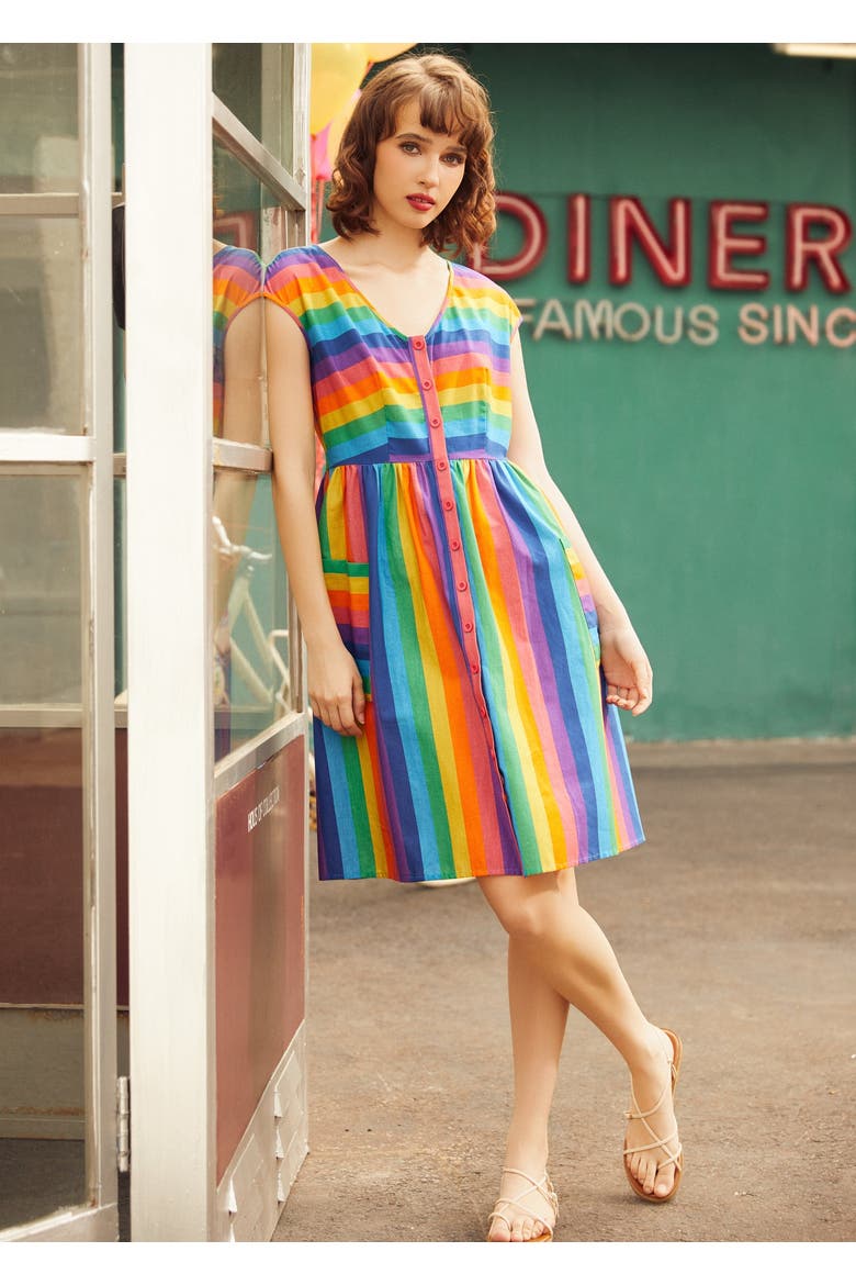 More Is More Rainbow Stripe Dress, Alternate, color, Pure Joy