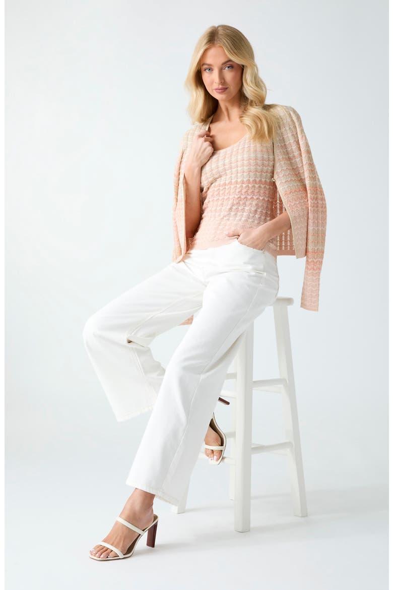 Rosalyn Metallic Pointelle Sweater Tank, Alternate, color, PEACH BEIGE/ VANILLA