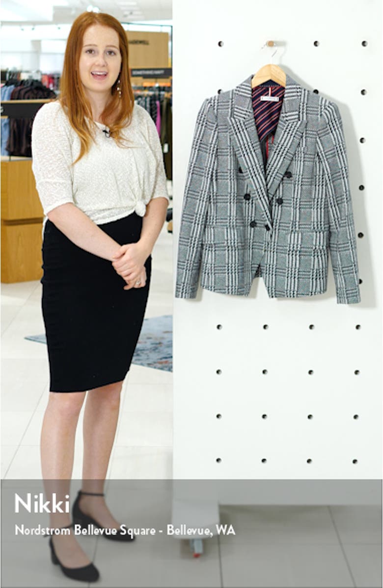 Houndstooth Check Double Breasted Cotton Blend Jacket, sales video thumbnail