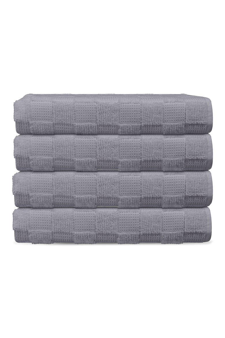 Waffle Terry 4-Piece Turkish Cotton Hand Towels, Main, color, SILVER