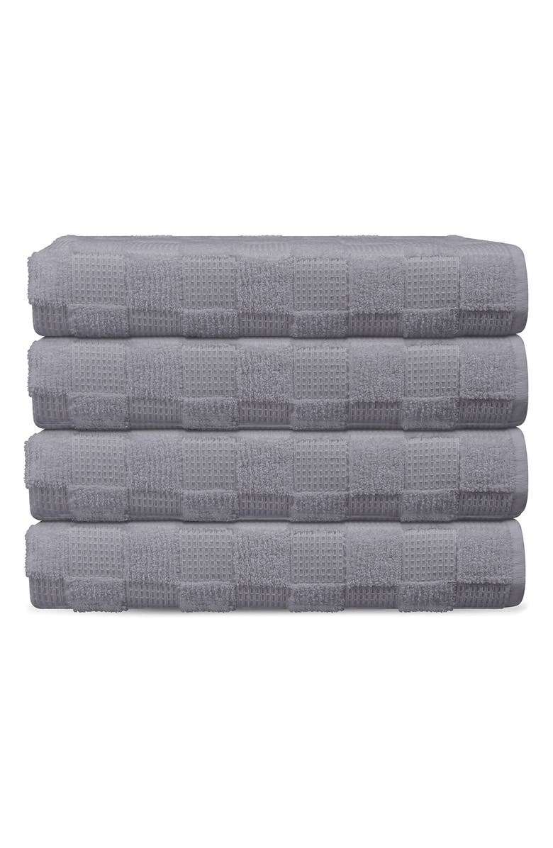 DePera Waffle Terry 4-Piece Turkish Cotton Hand Towels, Main, color, Silver