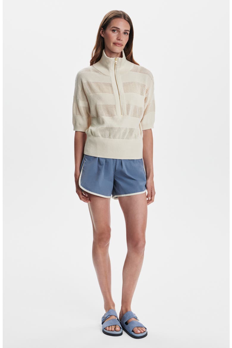 Kembria Mesh Stripe Half Zip Top, Alternate, color, WHITECAP GREY