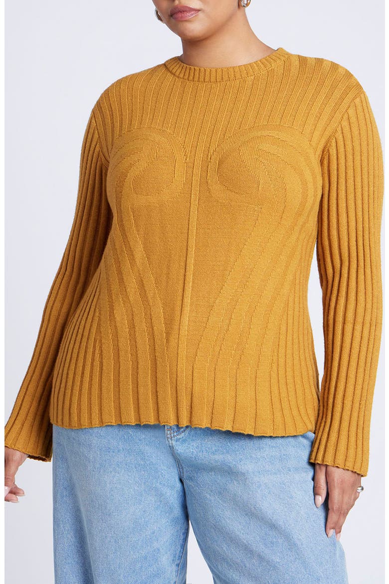 Bust Stitch Sweater, Main, color, OCHRE