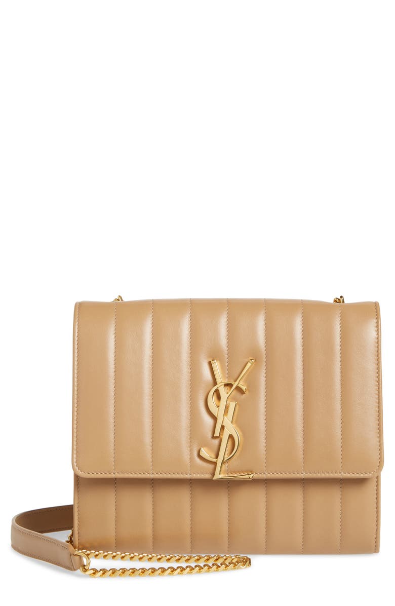 Saint Laurent Small Vicky Leather Wallet on a Chain, Main, color,