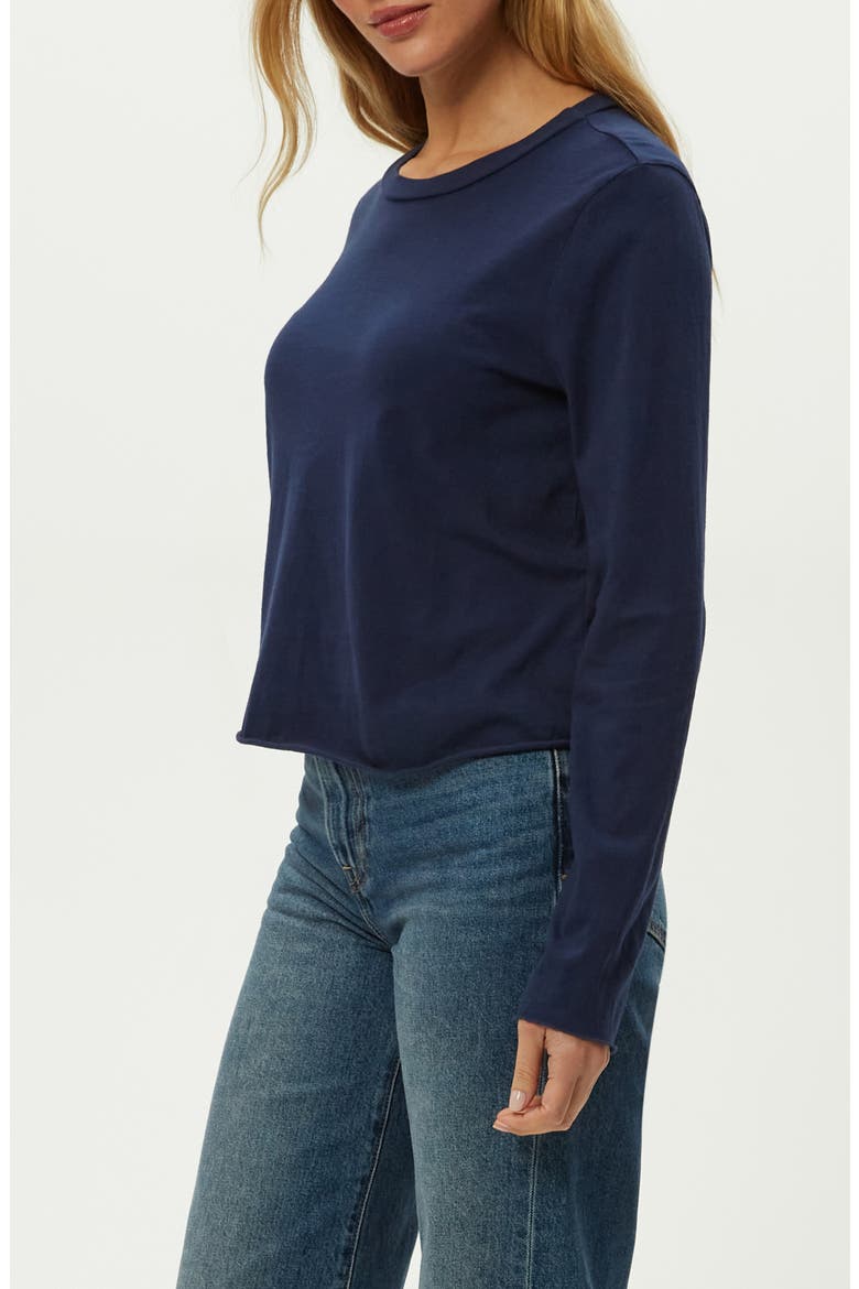 Aiko Rolled Edge Long Sleeve Cotton T-Shirt, Alternate, color, NOCTURNAL