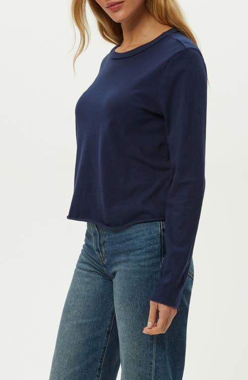 Michael Stars Aiko Rolled Edge Long Sleeve Cotton T-shirt In Blue