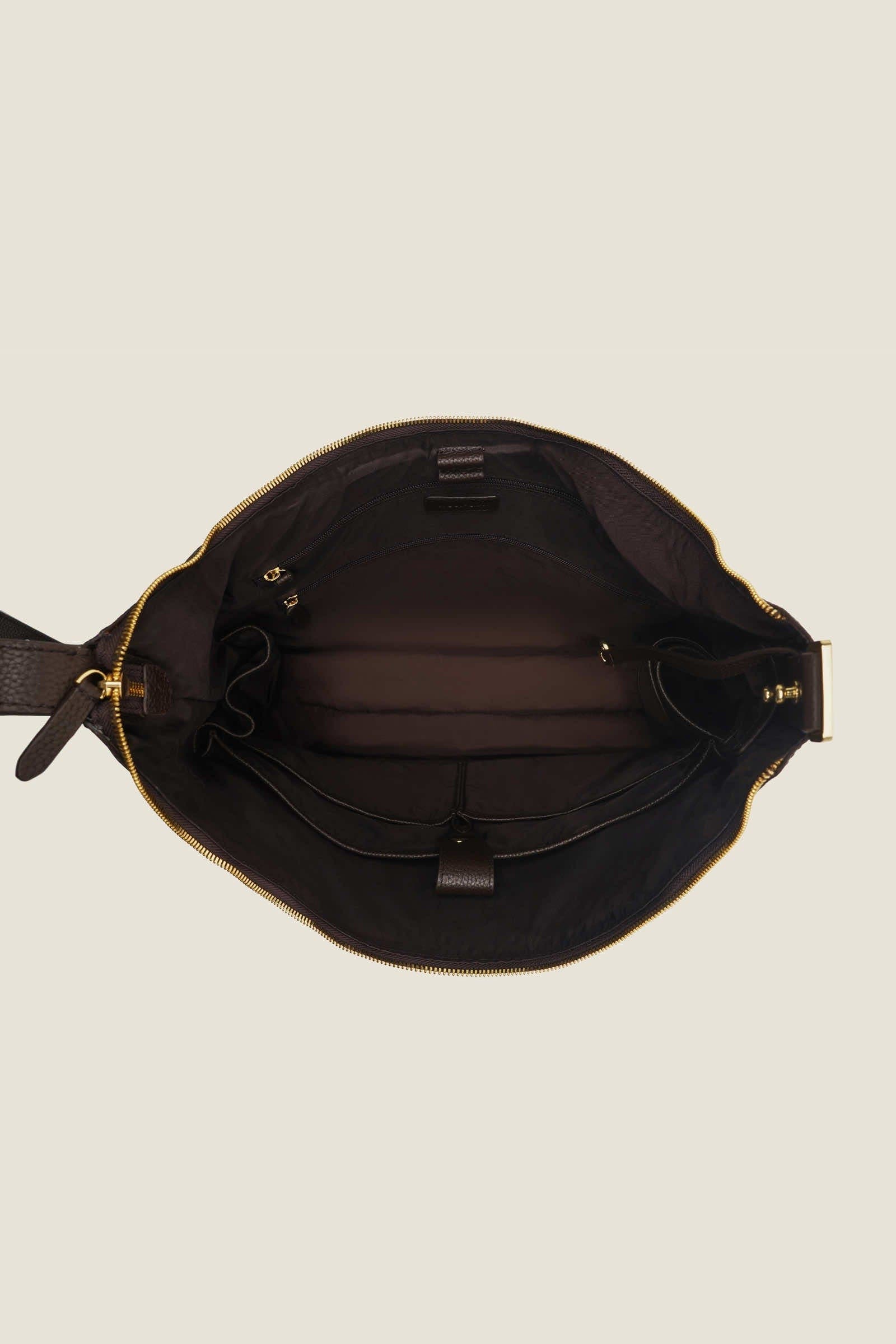 Hobo Relaxed Organized Leather Shoulder Bag, Alternate, color, Chocolate