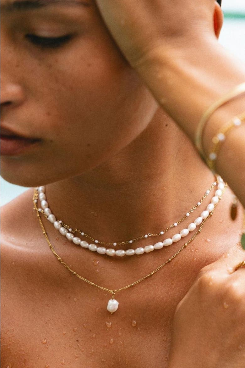 Freshwater Pearl Choker, Alternate, color, Gold