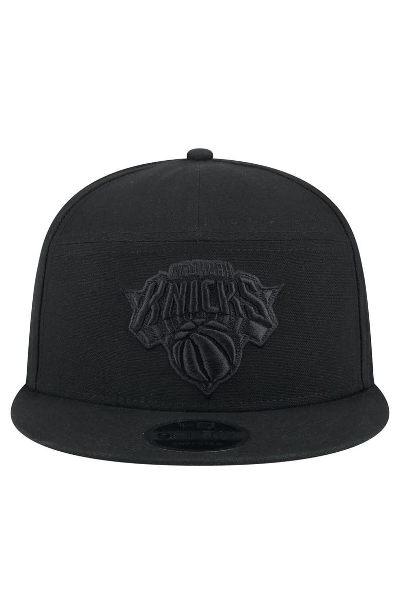 New Era Men's New Era Black New York Knicks Adventure Canvas Split Panel 9FIFTY Snapback Hat, Alternate, color, 