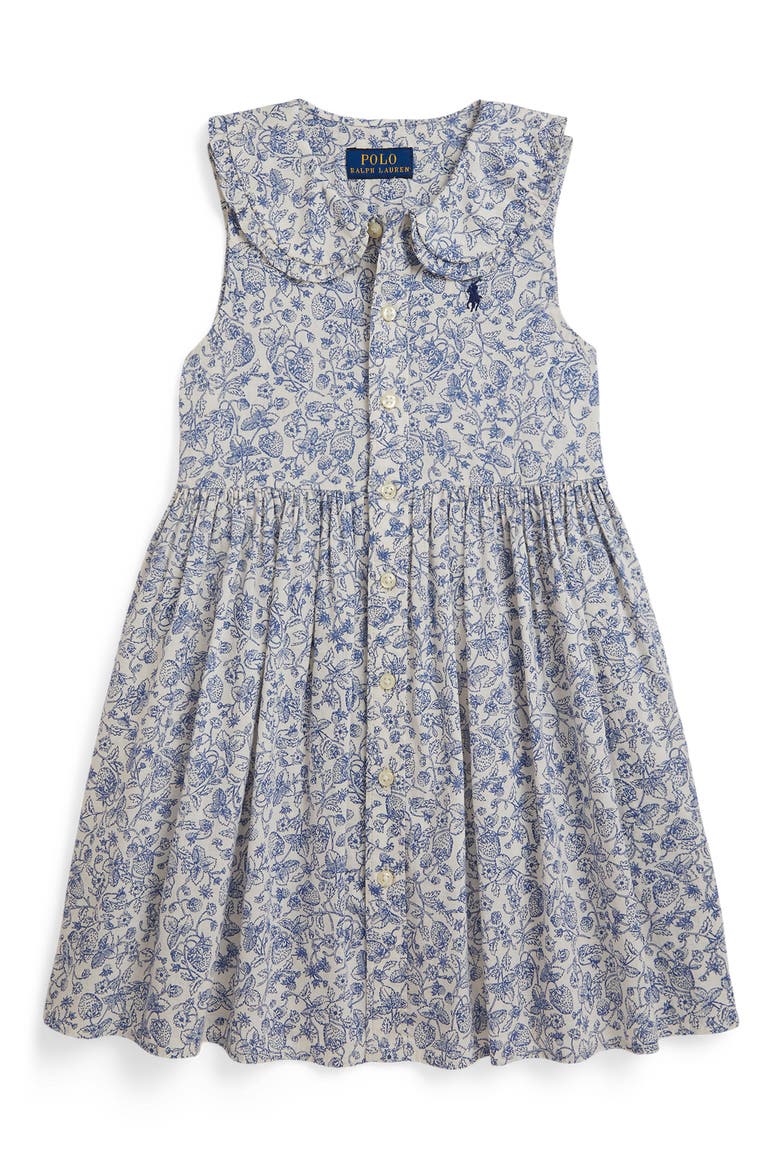 Kids' Floral Slub Cotton Shirtdress, Main, color, STRAWBERRY GARDEN