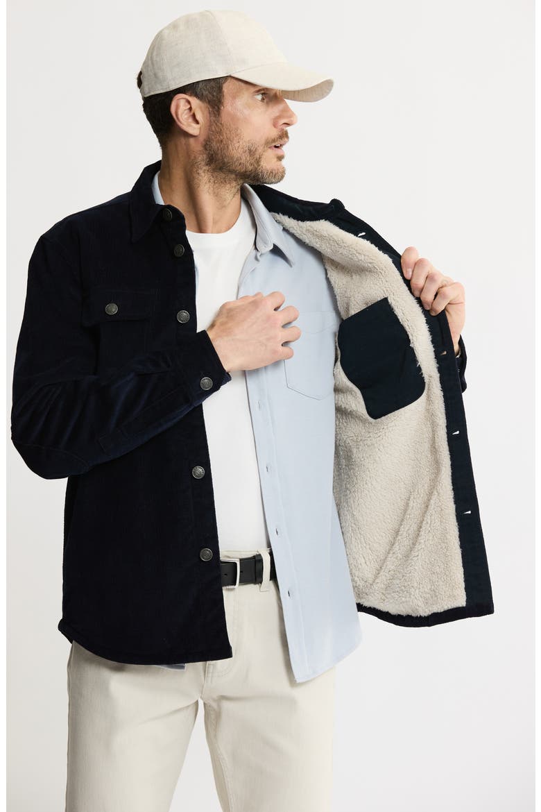 Stretch Cotton Corduroy Faux Shearling Lined Jacket, Alternate, color, NAVY
