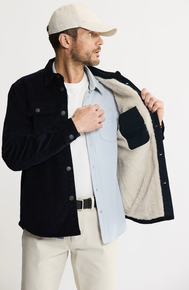 JACHS Stretch Cotton Corduroy Faux Shearling Lined Jacket, Alternate, color, Navy