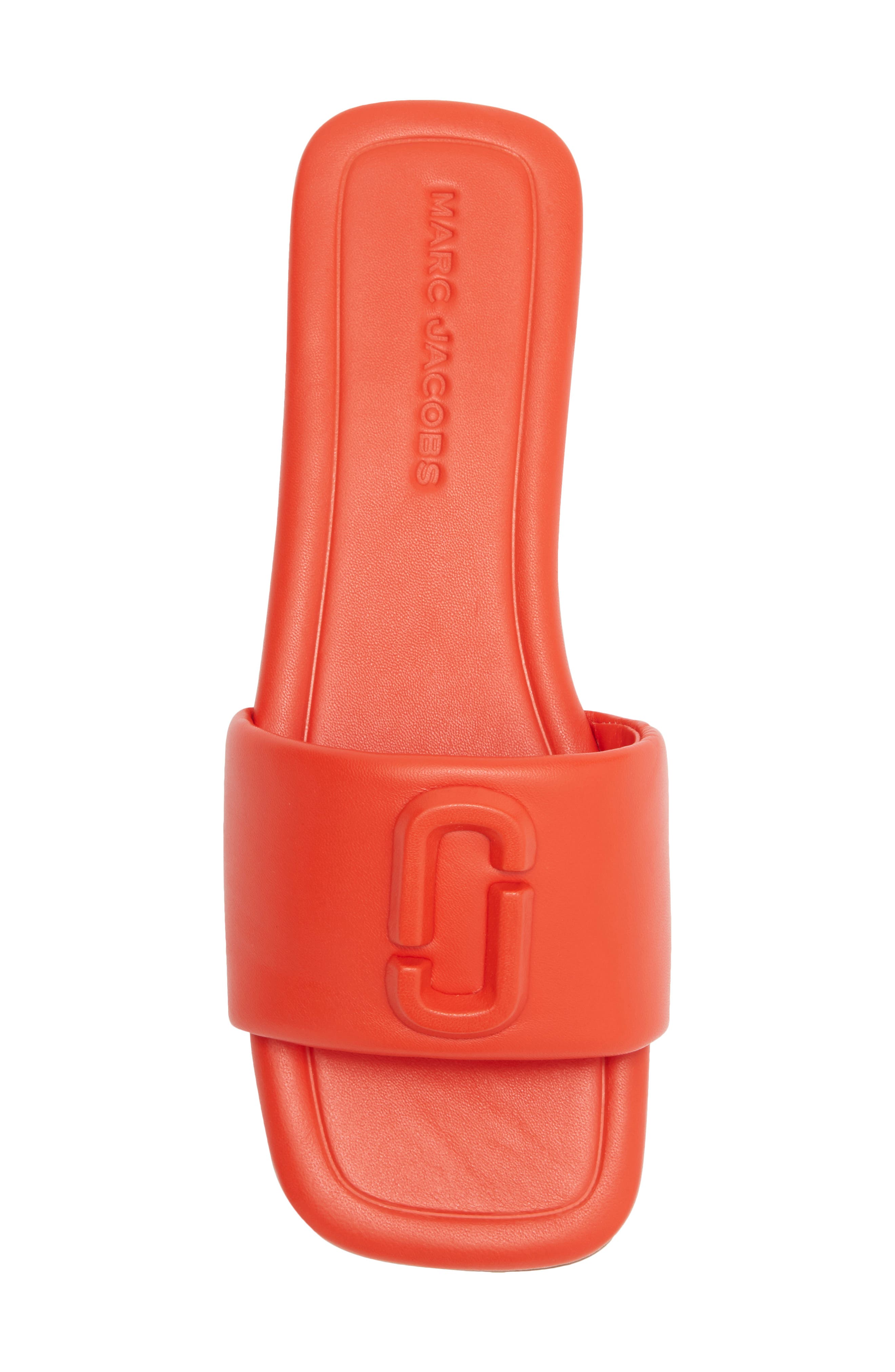 The J Marc Leather Slide Sandal, Alternate, color, ELECTRIC ORANGE