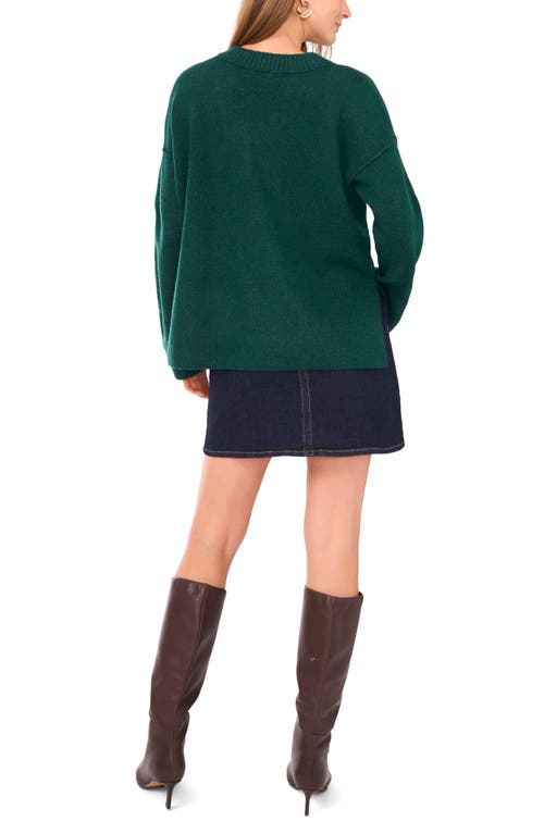 Vince Camuto Contrast High-low Sweater In Green