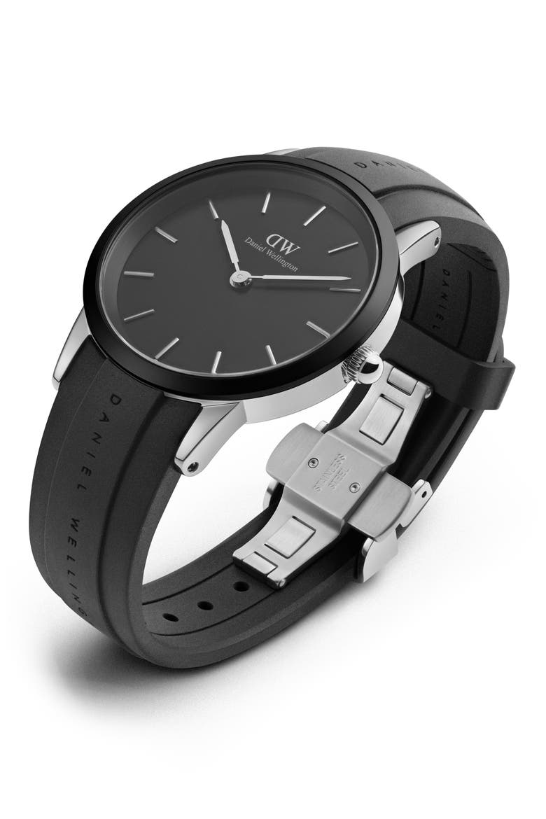 Iconic Motion Rubber Strap Watch, 40mm, Alternate, color, SILVER/ BLACK