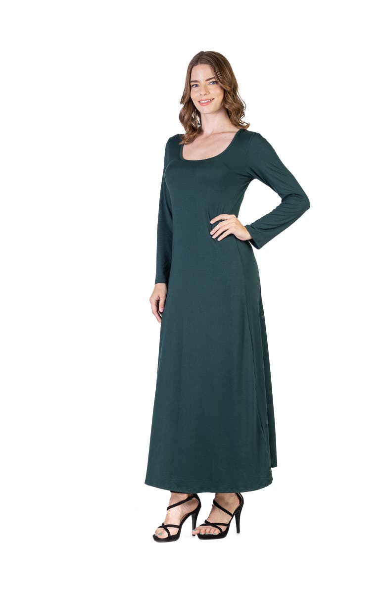 24seven Comfort Apparel Womens Long Sleeve Maxi Dress, Alternate, color, Forest