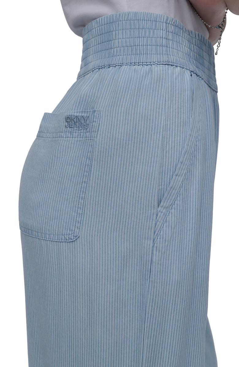 DKNY Jeans Wide Leg Ankle Crop Pants, Alternate, color, Chambray Stripe